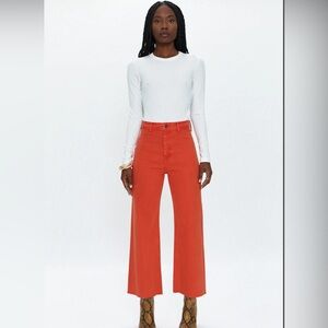 PISTOLA PENNY HIGH RISE WIDE LEG CROP - BLOOD ORANGE Size 25